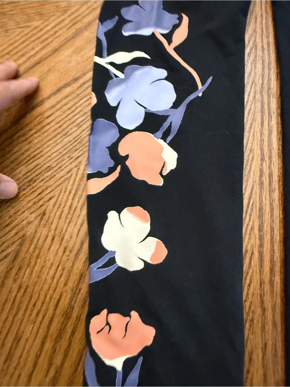 adidas Black Leggings with Peach & Lavender Floral Print